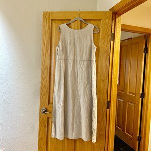Valerie Stevens natural beige linen midi empire dress